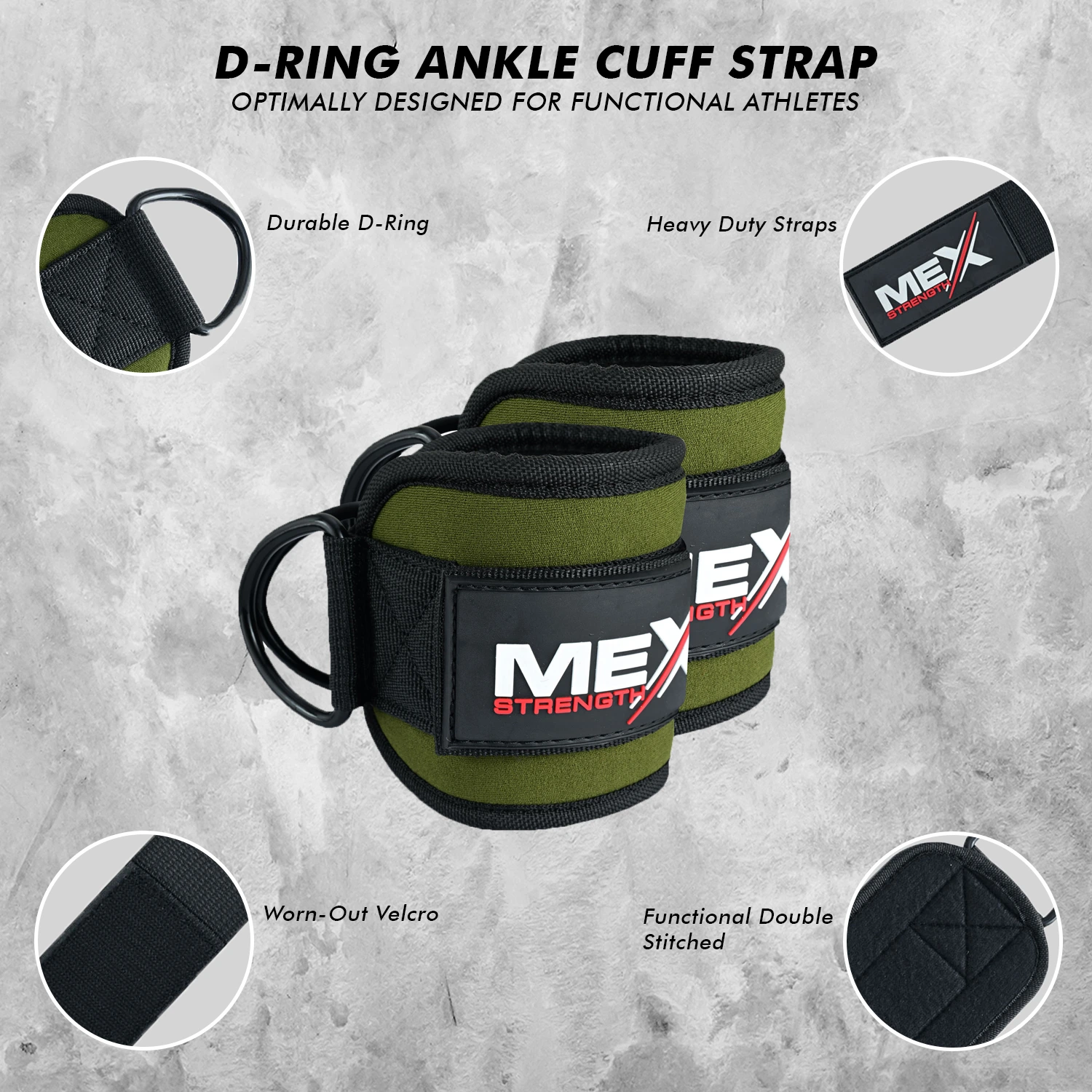 Cable Machine Ankle Straps - Green